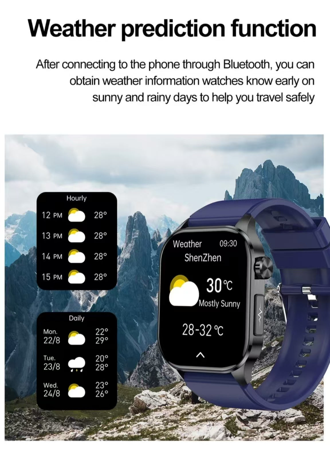 ET580 Smartwatch: 2.04-inch AMOLED Screen with ECG, Blood Pressure & Heart Rate Monitoring, Sports Activity and Step Tracking.