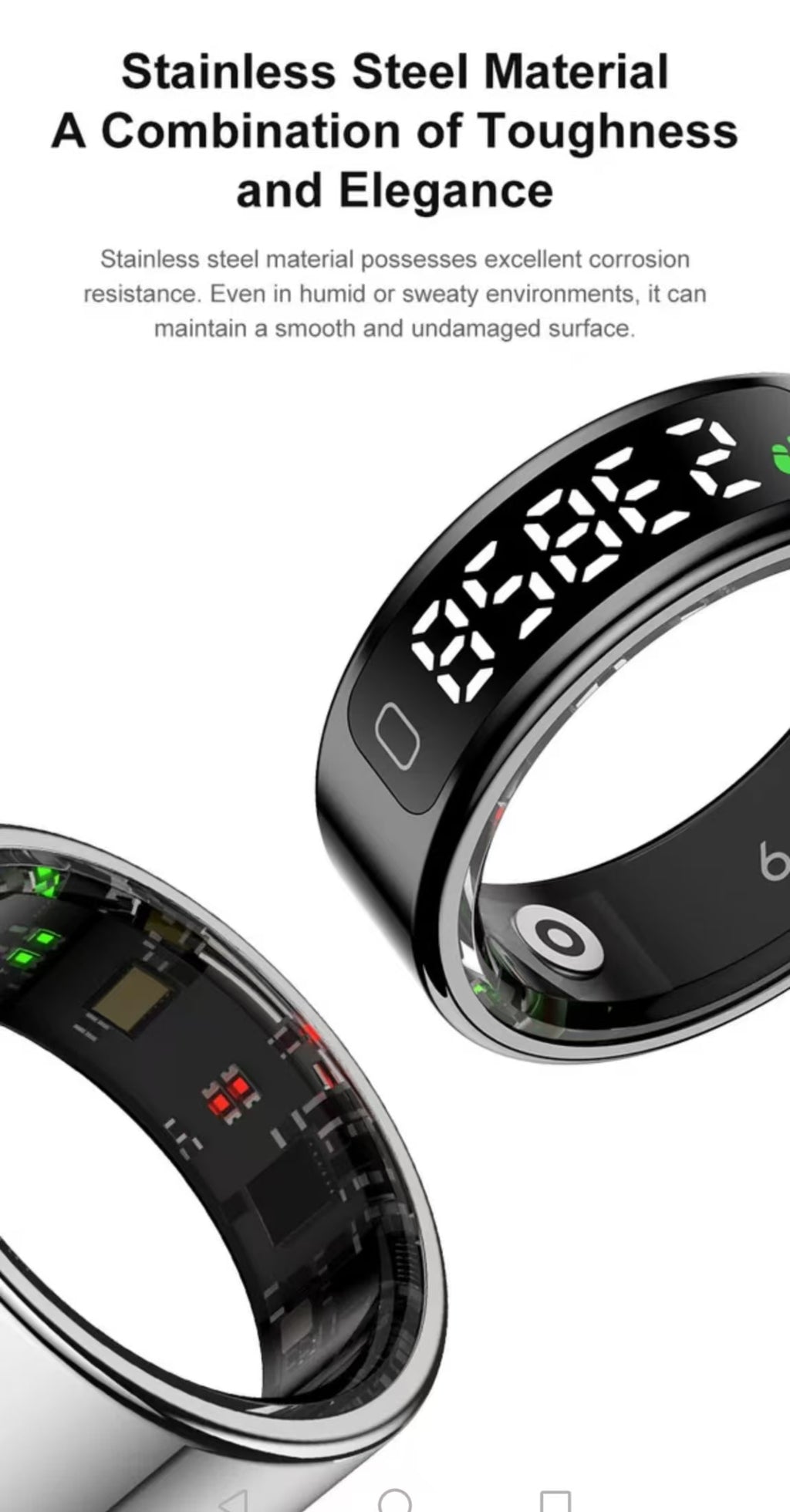 R11C Smart Ring: with Display Screen, Heart Rate, Blood Oxygen & Sleep Monitoring, Step and Calorie Tracking, Touch Control for Sports.