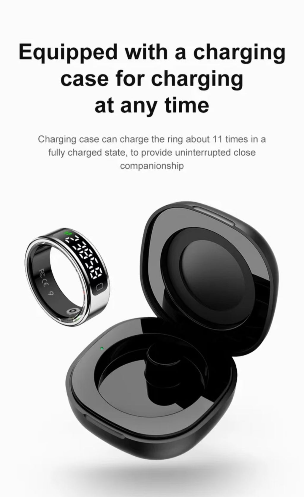 R11C Smart Ring: with Display Screen, Heart Rate, Blood Oxygen & Sleep Monitoring, Step and Calorie Tracking, Touch Control for Sports.