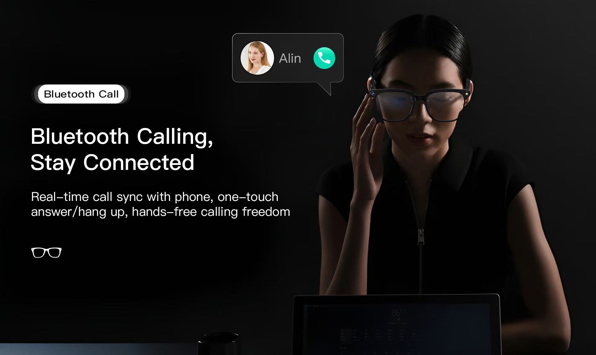 Smart Glasses with 8MP Photo/Video, Real-Time Translation, Bluetooth Calling & AI Assistant.