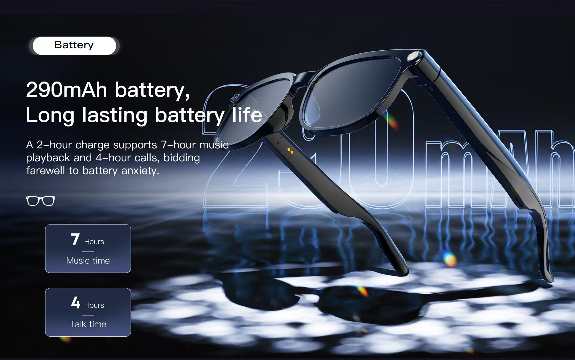 Smart Glasses with 8MP Photo/Video, Real-Time Translation, Bluetooth Calling & AI Assistant.