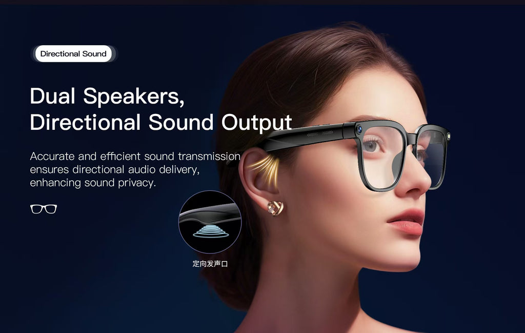 Smart Glasses with 8MP Photo/Video, Real-Time Translation, Bluetooth Calling & AI Assistant.