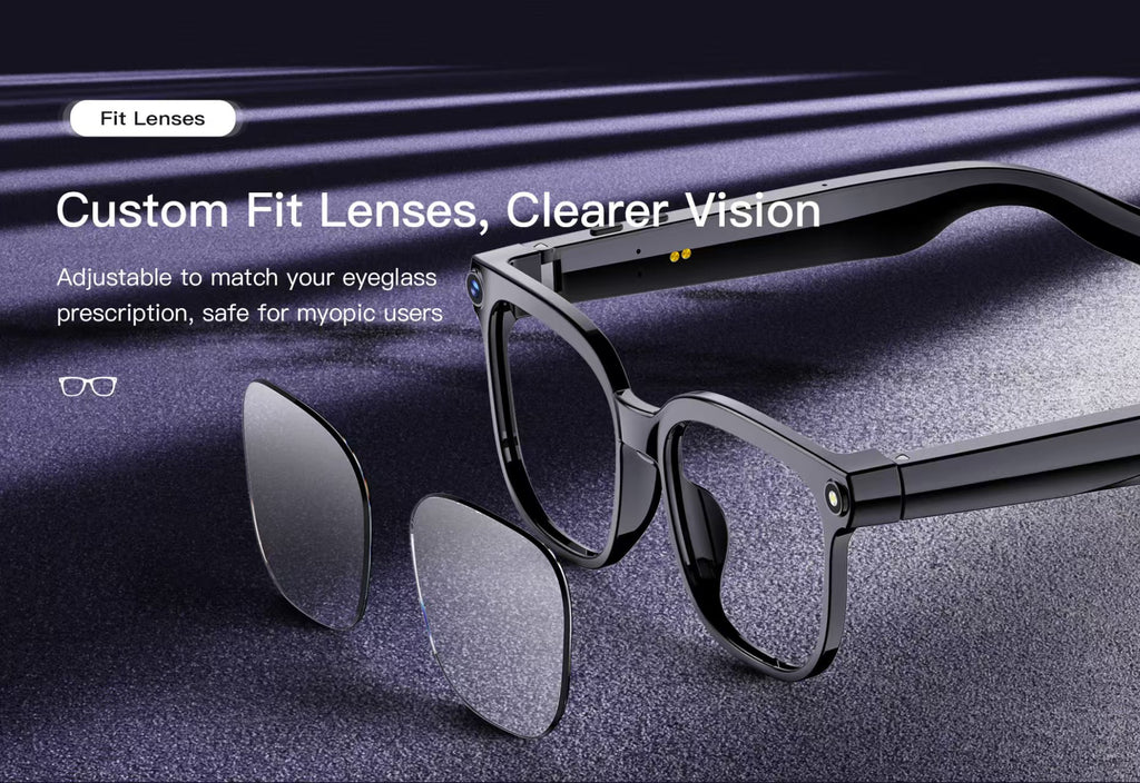 Smart Glasses with 8MP Photo/Video, Real-Time Translation, Bluetooth Calling & AI Assistant.