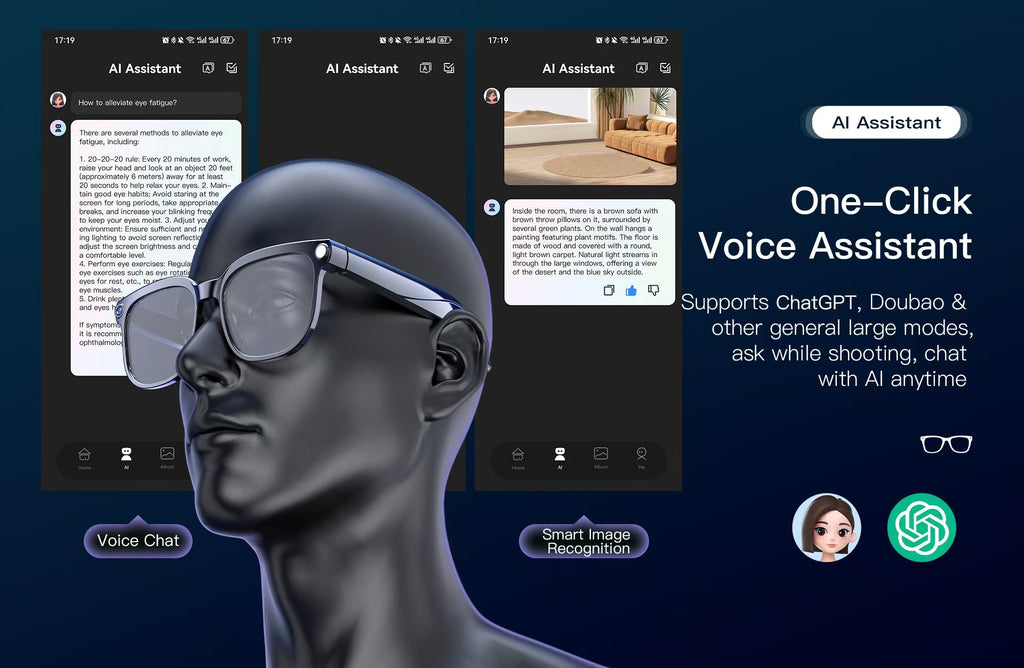 Smart Glasses with 8MP Photo/Video, Real-Time Translation, Bluetooth Calling & AI Assistant.