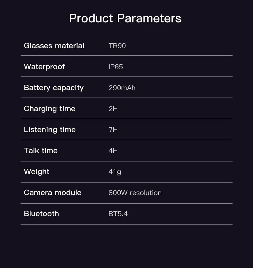 Smart Glasses with 8MP Photo/Video, Real-Time Translation, Bluetooth Calling & AI Assistant.