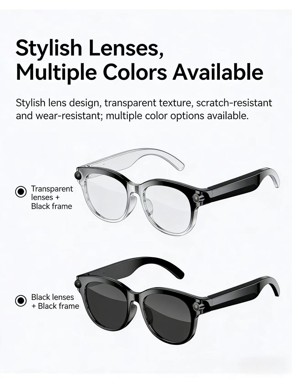 AI Smart Glasses 8MP Multifunctional HD Photo Capture Video Recording Object Recognition Call Function with Data Transmission, Model M89.