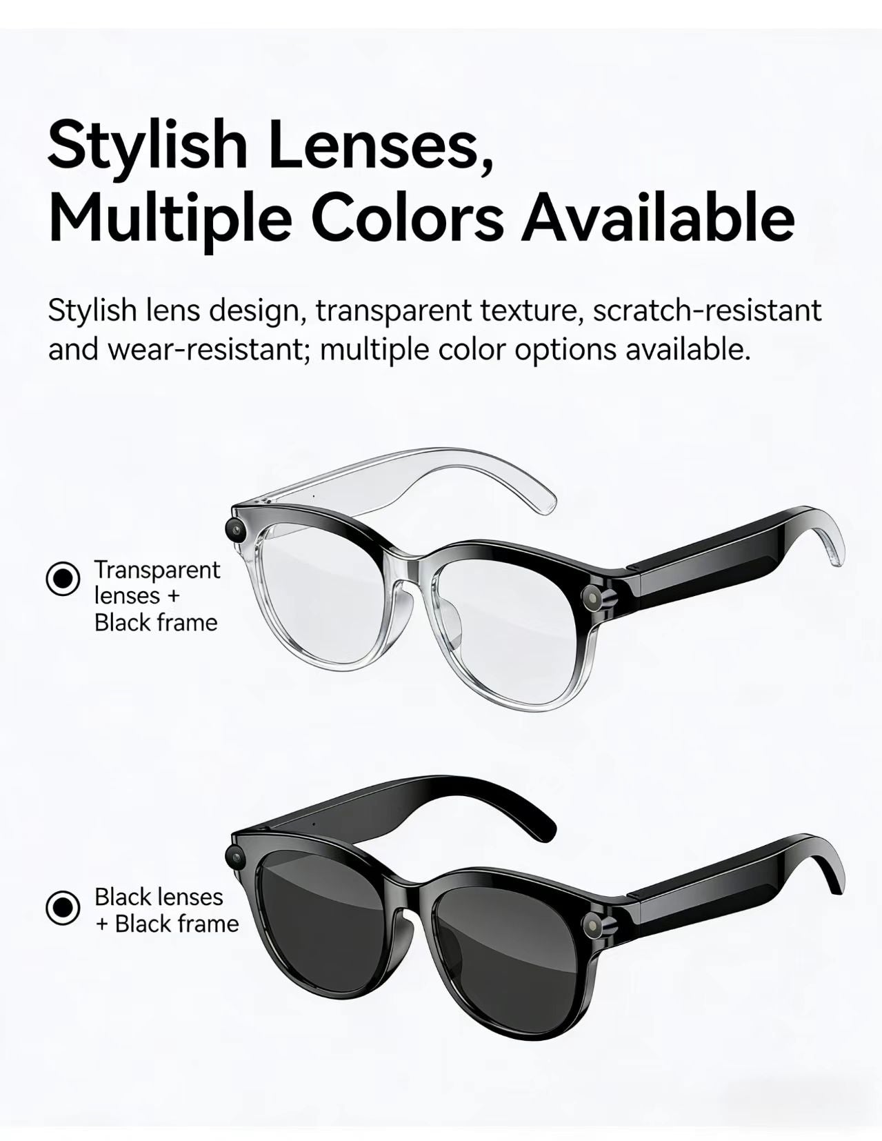 AI Smart Glasses 8MP Multifunctional HD Photo Capture Video Recording Object Recognition Call Function with Data Transmission, Model M89.