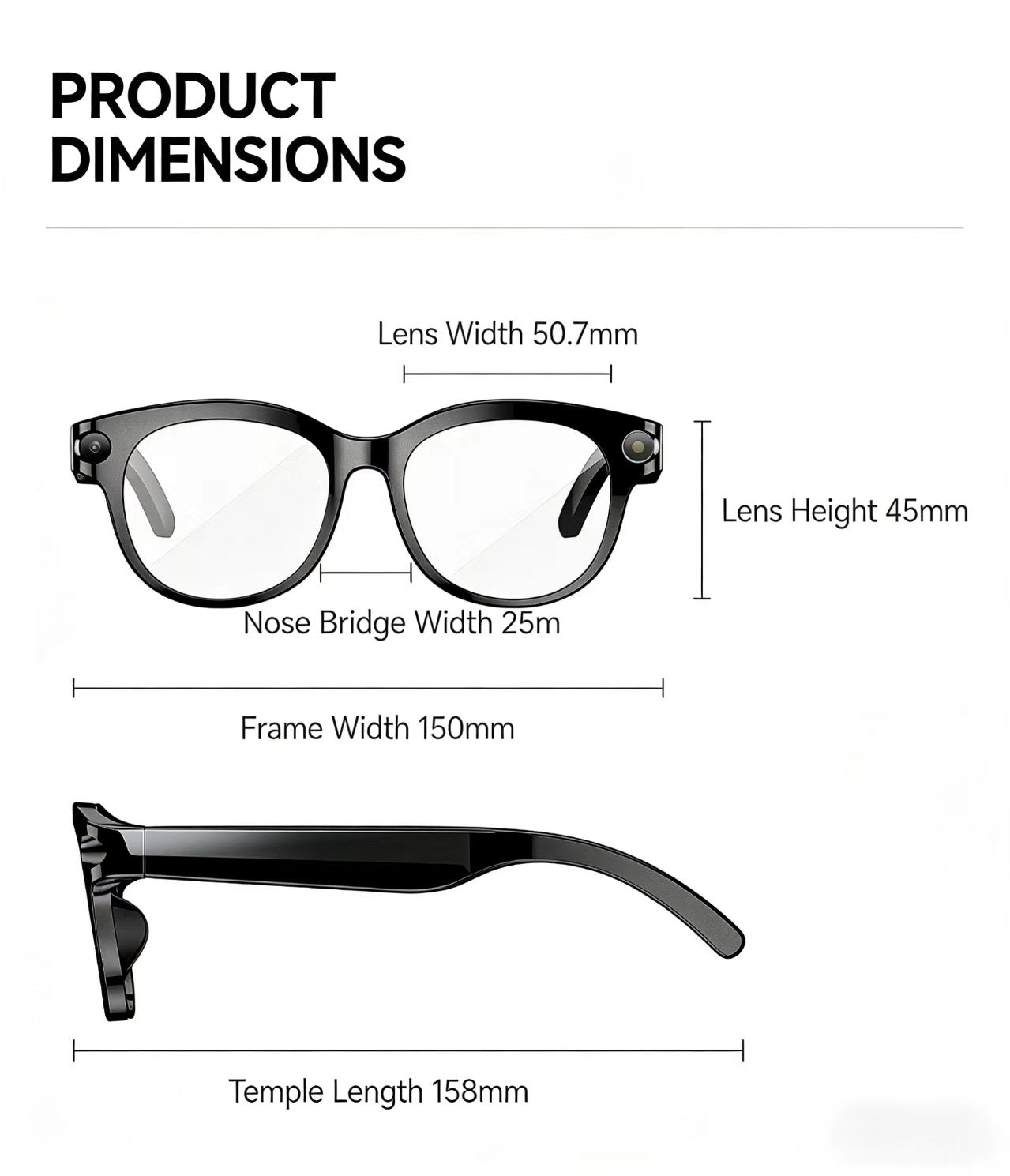 AI Smart Glasses 8MP Multifunctional HD Photo Capture Video Recording Object Recognition Call Function with Data Transmission, Model M89.