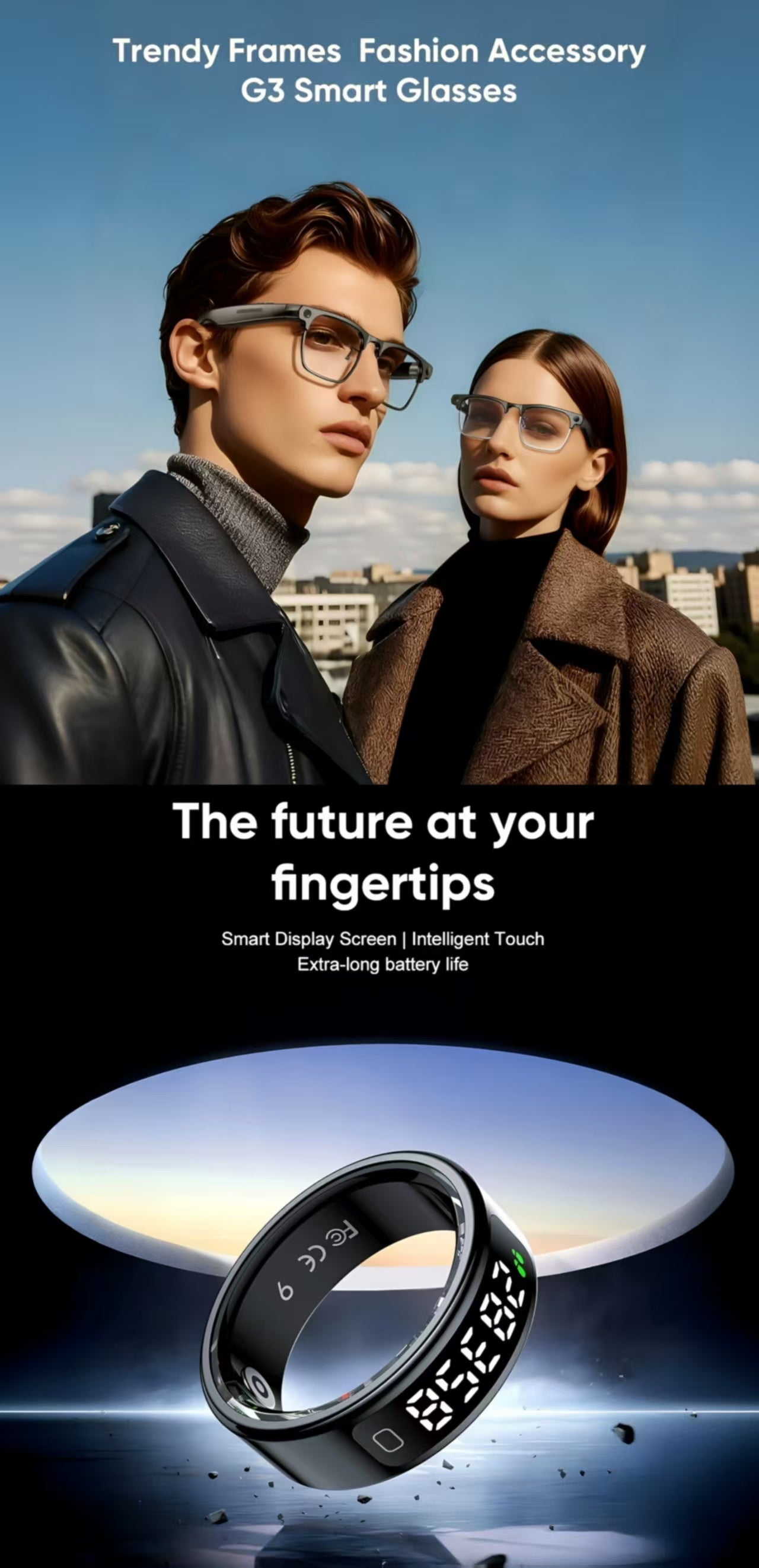 🕶️ i-Rimless Business Smart Glasses &R11 Sports Smart Ring