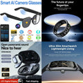 4-in-1 Ultimate Smart AI Lifestyle Bundle: Smart AI Camera Glasses, Smart Ring, Ultra-Slim Smartwatch & Open-Ear Headphones